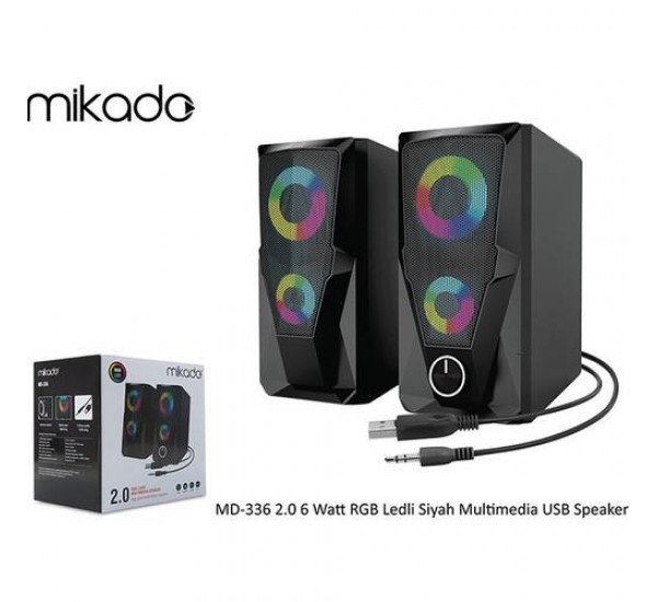 Mikado MD-336 2.0 6 Watt RGB Multimedya USB Speaker Siyah